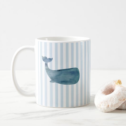 Nautical Stripe Patroon voor walvissen Koffiemok (Met donut)