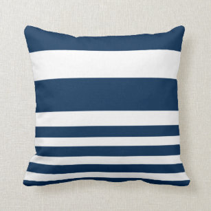 Nautical Stripe Pillow - Rugby Stripe - Navy White Kussen