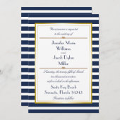 Nautical Stripe Rope Wedding Invitation Kaart (Voorkant / Achterkant)
