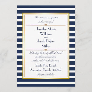 Nautical Stripe Rope Wedding Invitation Kaart
