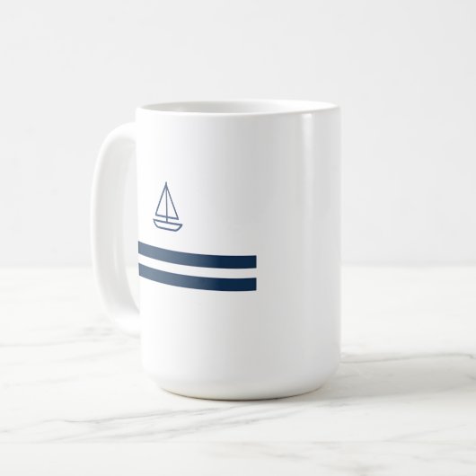 Nautical Stripe Sailboat Koffiemok (Voorkant links)
