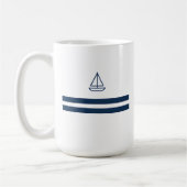 Nautical Stripe Sailboat Koffiemok (Links)