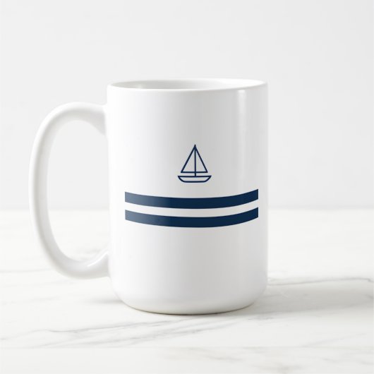 Nautical Stripe Sailboat Koffiemok (Links)