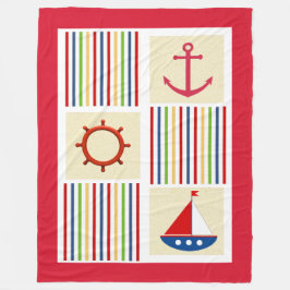 Nautical Stripe Sherpa Fleece Blanket met Anchor
