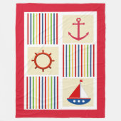 Nautical Stripe Sherpa Fleece Blanket met Anchor Deken (Voorkant)