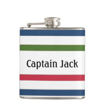 Nautical Stripe Specialized Vinyl Wrapped Flask