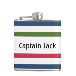 Nautical Stripe Specialized Vinyl Wrapped Flask Heupfles
