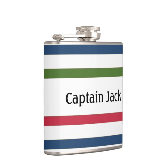 Nautical Stripe Specialized Vinyl Wrapped Flask Heupfles (Rechts)