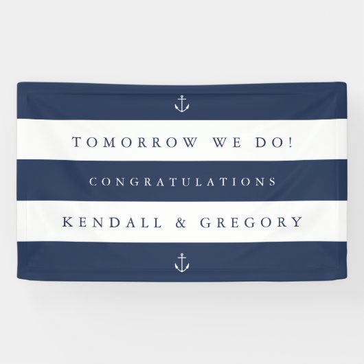 Nautical Stripe "Tomorrow We do" repetitie Spandoek (Horizontaal)