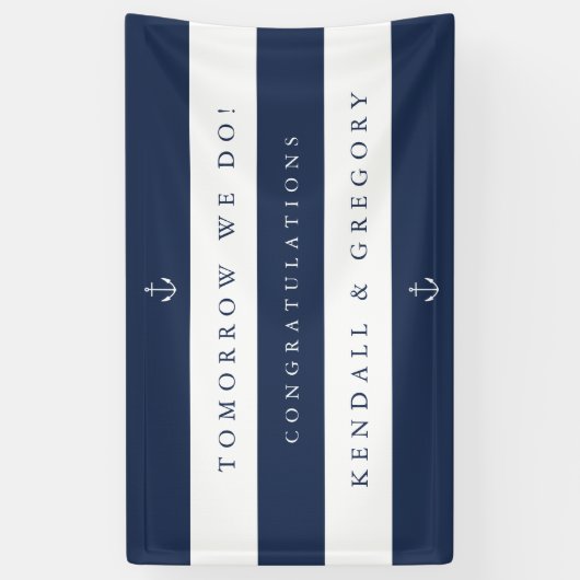 Nautical Stripe "Tomorrow We do" repetitie Spandoek (Verticaal)