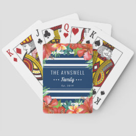 Nautical Stripe Tropische Bloemenfamilie Pokerkaarten