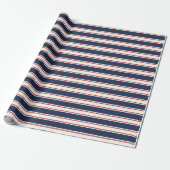 Nautical Stripe van Navy, Red en Cream Cadeaupapier (Uitgerold)