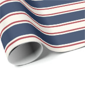 Nautical Stripe van Navy, Red en Cream Cadeaupapier (Rol Hoek)