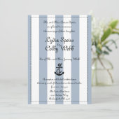 Nautical Stripe Wedding Announcement Edited Kaart (Staand voorkant)