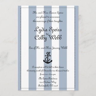 Nautical Stripe Wedding Announcement Edited Kaart