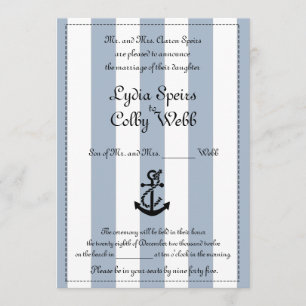 Nautical Stripe Wedding Notice Kaart