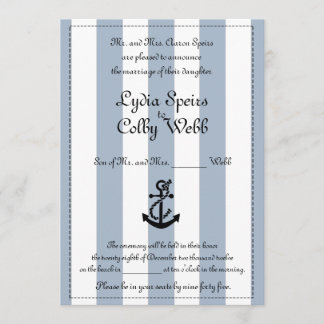 Nautical Stripe Wedding Notice Kaart
