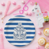 Nautical Striped Anchor Birthday Papieren Bordje (Feest)
