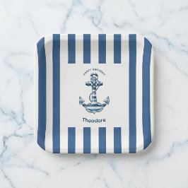 Nautical Striped Anchor Birthday Papieren Bordje