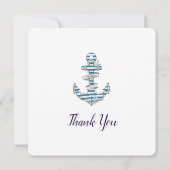 Nautical Striped Anchor Birthday Party  Bedankkaart (Achterkant)