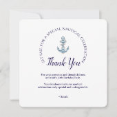 Nautical Striped Anchor Birthday Party  Bedankkaart (Voorkant)