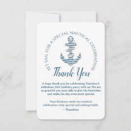 Nautical Striped Anchor Birthday Party Bedankkaart