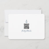 Nautical Striped Anchor Birthday Party QR Code RSVP Kaartje (Achterkant)