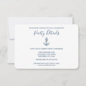 Nautical Striped Anchor Birthday Party QR Code RSVP Kaartje (Voorkant)