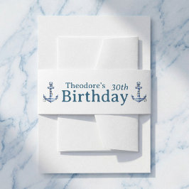 Nautical Striped Anchor Birthday Party Uitnodigingen Wikkel