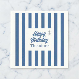 Nautical Striped Anchor Birthday Servet