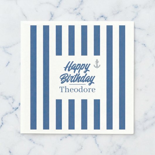 Nautical Striped Anchor Birthday Servet