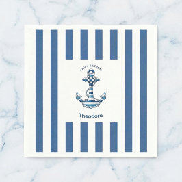 Nautical Striped Anchor Birthday Servet