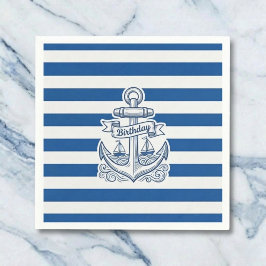 Nautical Striped Anchor Birthday Servet
