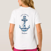 Nautical Striped Anchor Birthday T-shirt (Achterkant)
