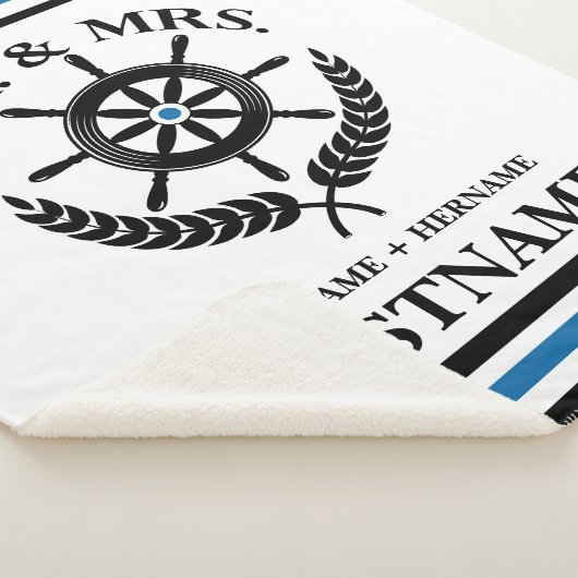 Nautical Striped Custom Mr en Mrs. Sherpa Deken (3/4)