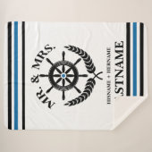 Nautical Striped Custom Mr en Mrs. Sherpa Deken (Voorkant (horizontaal))