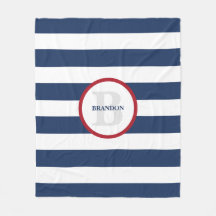 Nautical striped deken - gepersonaliseerd