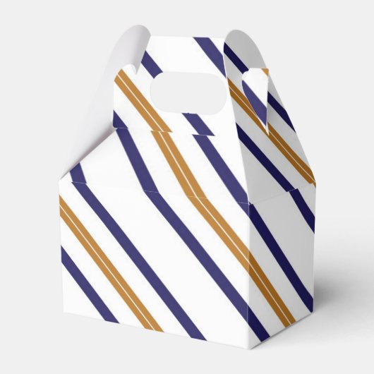 Nautical Striped Gold Blue Birthday Favor Box Bedankdoosjes (Voorkant Zijde)