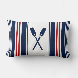 Nautical Striped Lumbar Pillow met Paddles Kussen