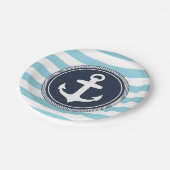 Nautical Striped Navy and Light Blue Papieren Bordje (Gekanteld)