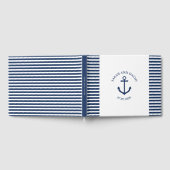 Nautical striped trouwgastenboek met anker gastenboek (Volledig)