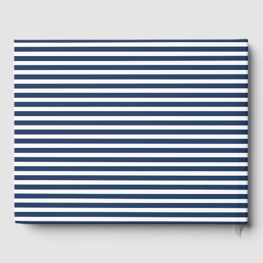 Nautical striped trouwgastenboek met anker gastenboek (Achterkant)