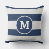 Nautical Striped Weave Monogram Navy White ID1248 Kussen (Voorkant)