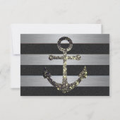 Nautical Striped Wedding RSVP Sparkle Anchor (Voorkant)