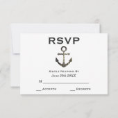Nautical Striped Wedding RSVP Sparkle Anchor (Achterkant)