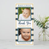 Nautical Stripes 1st Birthday - Fotokaart Kaart (Staand voorkant)