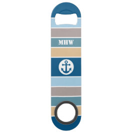 Nautical Stripes aangepaste monogram flesopening Speed Flessenopener