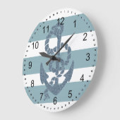 Nautical Stripes Anchor Grote Klok (Hoek)