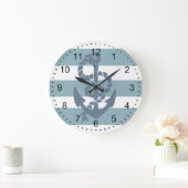 Nautical Stripes Anchor Grote Klok (Huis)