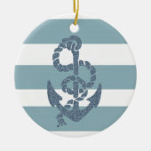Nautical Stripes Anchor Keramisch Ornament (Voorkant)